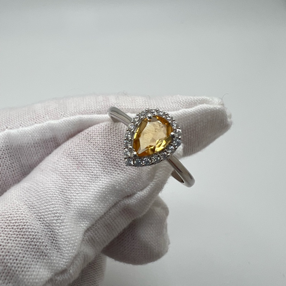 Sale $36 Firm! .925 Sterling Silver Natural Citrine & Cz Ring - Picture 12 of 15